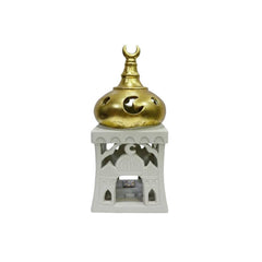 Ramadan Resin White Mosque Incense Burner with Gold Crescent | 2002-113