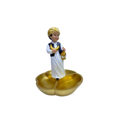 Ramadan Boy Figurine with Lantern & Double Tray – Resin Decorative Piece | 2002-75