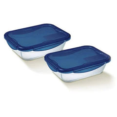 Pyrex Cook & Go Set, Borosilicate Glass Food Container Set of 2 x 1L | 912S904