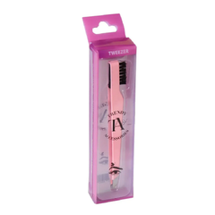Trendy Accessories Tweezer With Brush - Pink