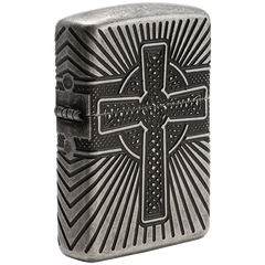 Zippo Armor Celtic Cross Design Lighter - Antique Silver | 29667
