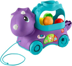 Fisher-Price Poppin' Triceratops Toddler Learning Musical Dinosaur Pull Toy - UK English | HNR50