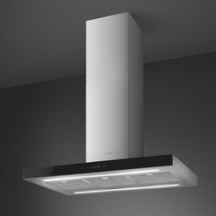 Smeg Island Hood 90cm 626 m³/h Stainless Steel Black Glass | KBTI9L4VN