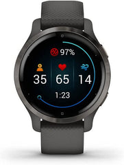Garmin Venu 2S Fitness Smartwatch, Slate Bezel with Graphite Silicone Band