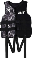 ZIBIN Life Jacket Safety Vest - Black Pattern, Size XL | 585-27