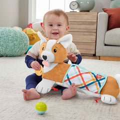 Fisher-Price 3-in-1 Puppy Tummy Wedge Plush with Teether, Rattle & Mirror | HJW10