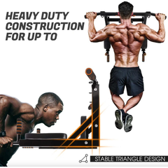 2-in-1 Wall Mount Pull Up Bar & Dip Station - Multi-Grip Chin-Up Bar