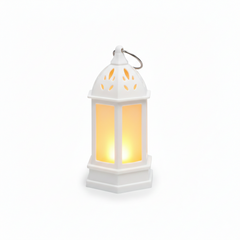 Ramadan Classic LED Lantern with Warm Candle Light – White | 7082-3W