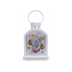 Ramadan Decorative White LED Lantern with Floral Arabic Calligraphy | 7082-41
