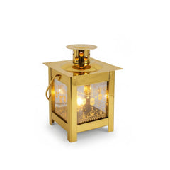 Ramadan Classic Gold LED Lantern with Mosque Illustration Panels | 7138-2