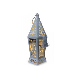 Ramadan Decorative Grey LED Lantern with Arabic Calligraphy Panels | 7138-88