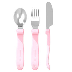 Twistshake Learn Cutlery Stainless Steel 12+m Pastel , Pink | 78209