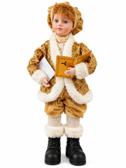 Christmas Caroling Doll Decoration with Light-Up Gold Outfit | CK9183-16CA