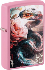 Zippo Mazzi Snake and Flower Pink Matte Windproof Lighter | 46685