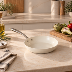 Karaca Swiss Crystal Almond Cream Non-Stick Induction Pan with Stainless Steel Handle 26cm | 8683650355526