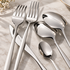 Karaca Lizbon 60-Piece 18/10 Stainless Steel Cutlery Set for 12 People - Platinum | 153.03.07.9686
