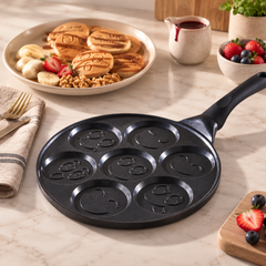 Karaca Fluffy 7-Face Non-Stick Induction Ceramic Pancake Pan 26cm - Black | 8683650394952