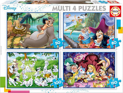 Educa Disney مجموعة ألغاز متعددة 4 - كتاب الأدغال، بيتر بان، 101 مرقش، أليس في بلاد العجائب | 18105