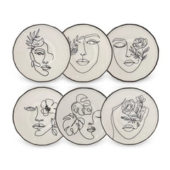 Karaca Face - 6-Piece Porcelain Cake Plate Set - 21cm - White | 153.03.06.6361
