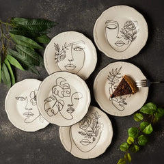 Karaca Face - 6-Piece Porcelain Cake Plate Set - 21cm - White | 153.03.06.6361