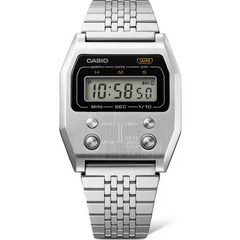 Casio Digital Unisex Watch Silver Case, Black Dial, Silver Stainless Steel Band | A1100D-1DF