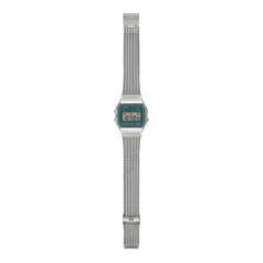 Casio Digital Unisex Watch Silver Case, Green Dial, Silver Stainless Steel Band | A158WEM-3DF