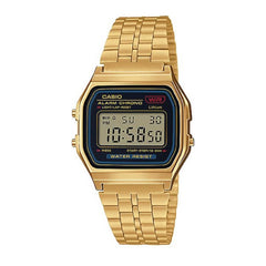 Casio Vintage Digital Unisex Watch - Gold-Plated Case, Black Dial, Gold-Plated Stainless Steel Band | A159WGEA-1DF