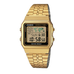 Casio Vintage Digital Unisex Watch Gold-Plated Case, Black & Gold Dial & Gold-Plated Stainless Steel Band | A500WGA-1DF