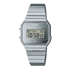 Casio Vintage Digital Unisex Watch Silver Case, Silver Dial , Silver Stainless Steel Band | A700WEV-7ADF