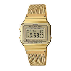 Casio Digital Watch – Gold Case, Champagne Dial & Mesh Bracelet | A700WMG-9ADF