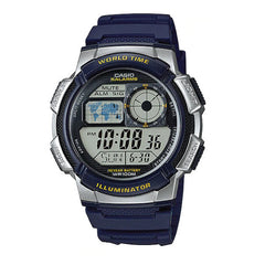 Casio Digital Men Watch Silver Case, Dark Blue Dial , Dark Blue Resin Band | AE-1000W-2AVDF