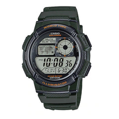 Casio Digital Men Watch Black Case, Dark Green Dial , Dark Green Resin Band | AE-1000W-3AVDF