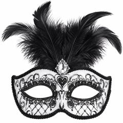 Halloween Masquerade Eye Mask with Decorative Feathers