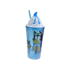 Kids Cartoon Dog Double Wall Glitter Tumbler Cup with Straw & Whipped Cream Lid – Blue | AL6620-30B