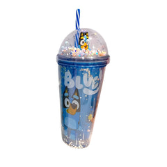Kids Cartoon Dog Double Wall Glitter Tumbler Cup with Straw & Dome Lid – Blue | AL6620-31B