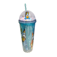 Kids Cartoon Dog Double Wall Glitter Tumbler Cup with Straw & Dome Lid – Teal | AL6620-31C