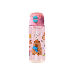 Kids Cartoon Bear Water Bottle with Straw & Flip Lid – Pink | AL6620-3P