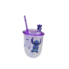 Kids Cartoon Stitch Plastic Tumbler with Straw Ice Drink Cup – Purple Lid | AL6620-7A
