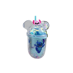 Kids Cartoon Stitch Plastic Tumbler with Dome Lid & Straw – Clear Beads Cup | AL6620-9A