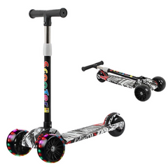 3-Wheel Foldable Graffiti Scooter – Black & White | ALBER-615