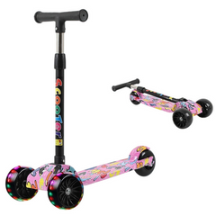 3-Wheel Foldable Graffiti Scooter – Pink Multicolor | ALBER-615