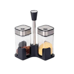 BDR Chrome Black Salt & Pepper Stand Set 2 pcs | B036008