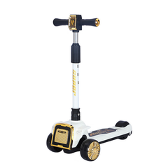 3-Wheel Kids Scooter with Golden Accents – White & Black | ALOPL-818