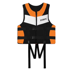 ZIBIN Life Jacket Safety Vest - Black & Orange, Size L | 585-21