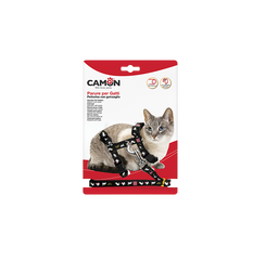 Camon Adjustable Nylon Cat Harness and Leash Set - Black Cat Pattern | DG005/C