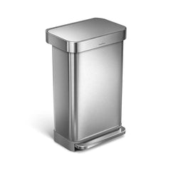 SimpleHuman - Rectangular Pedal Bin NC Brushed Steel Liner Pocket 45L