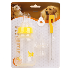 Pet Nursing Feeding Bottle with Brush - Yellow - 90 ml | PET-FB-YLW01