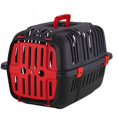 Cat Carrier Box Small - Portable Pet Travel Crate with Red Door & Handle