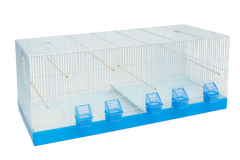 Bird Cage Separated with 6 DS Feeders & Water Dispensers - Blue