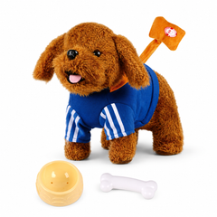 Electronic Walking Plush Dog Toy with Music & Accessories - Brown | YT26-36